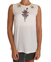 Dolce & Gabbana White Silk Embellished Crystal Sequin Fairy Top -   -  Dolce & Gabbana.